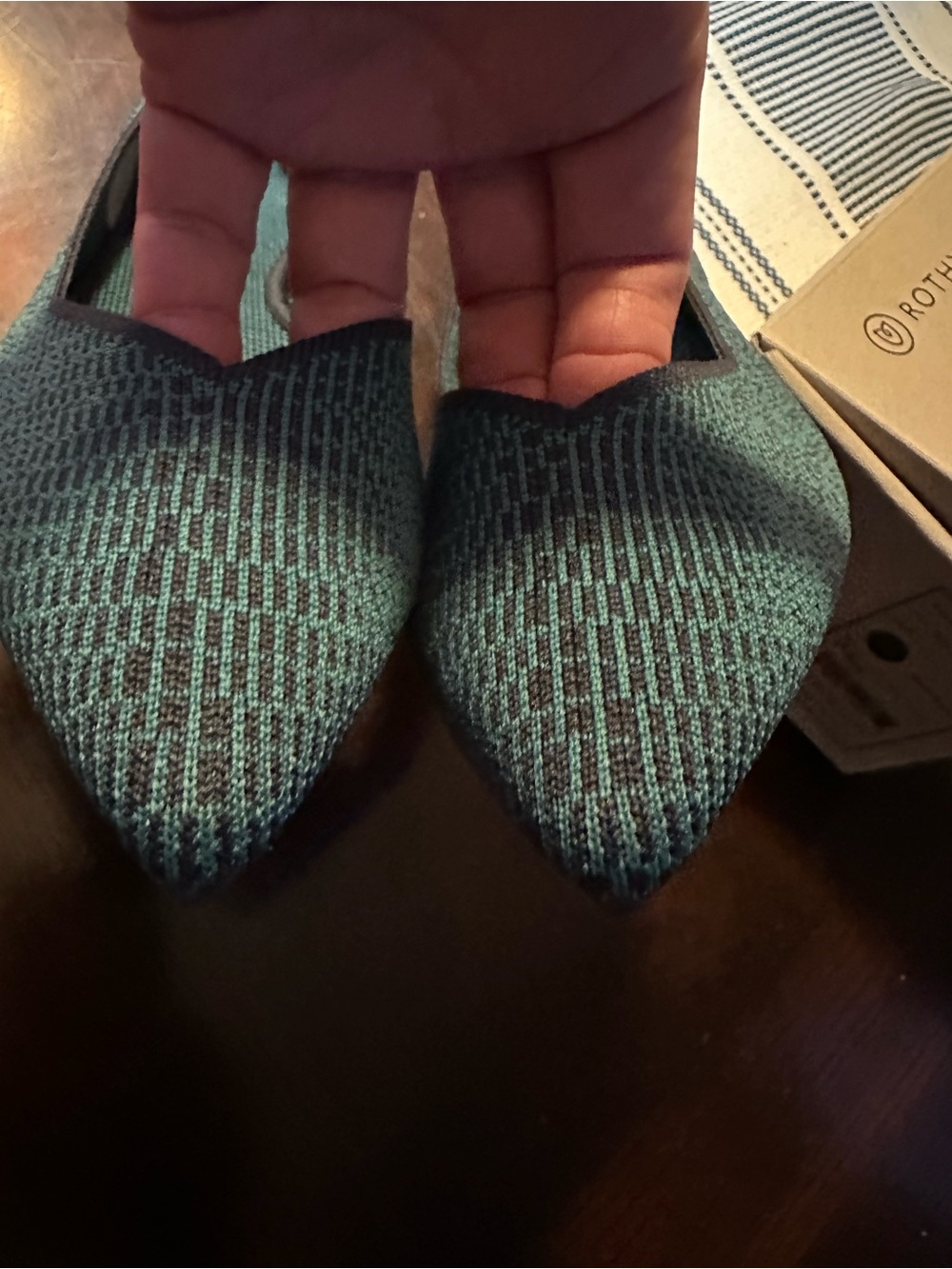 Rothy’s Spruce Python Points  Knit Flats in Teal Size 9.5 - Picture 6 of 7